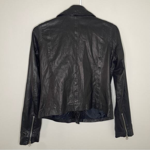NWT New Madewell The Washed Leather Motorcycle Jacket in True Black Size S - Picture 10 of 10